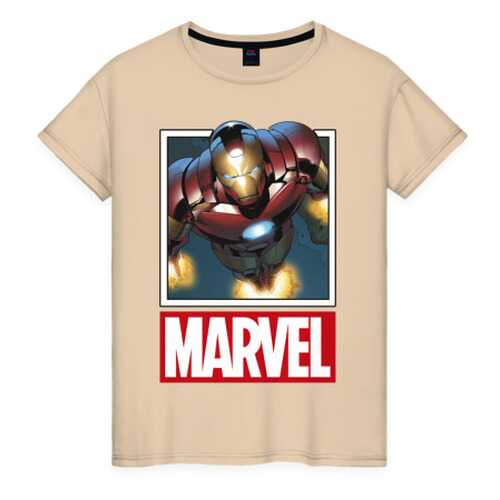 Футболка женская ВсеМайки Iron Man бежевая 4XL в Хендерсон